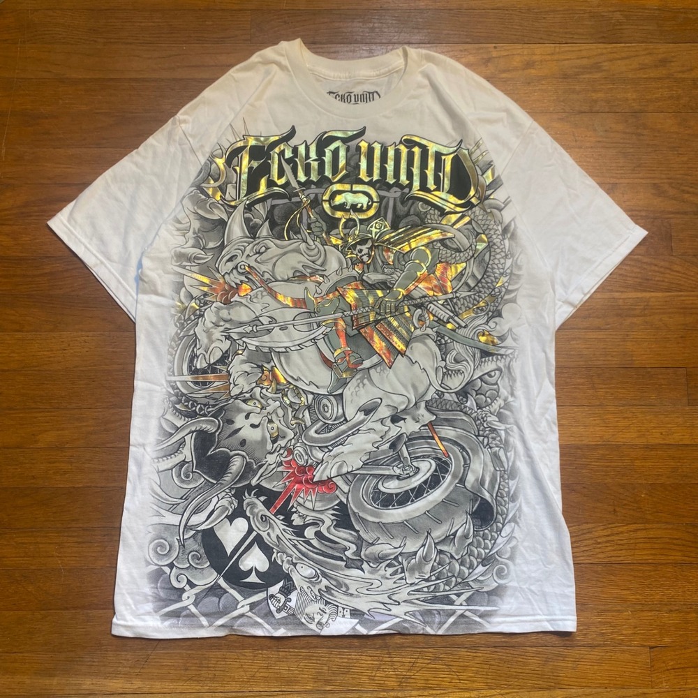 Ecko Unltd MMA UFC 100 Frank Mir Walkout T-Shirt 2009 White Gold Mens Large Y2K